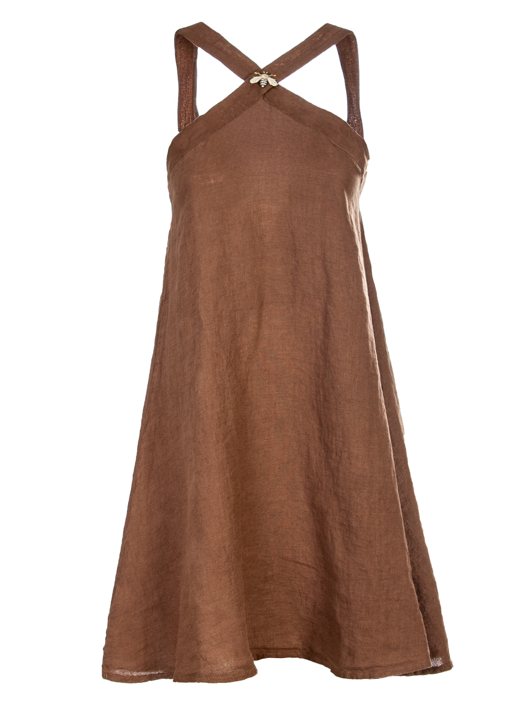 ABITO CORTO DETTAGLIO COLLO, 3TG  - BROWN